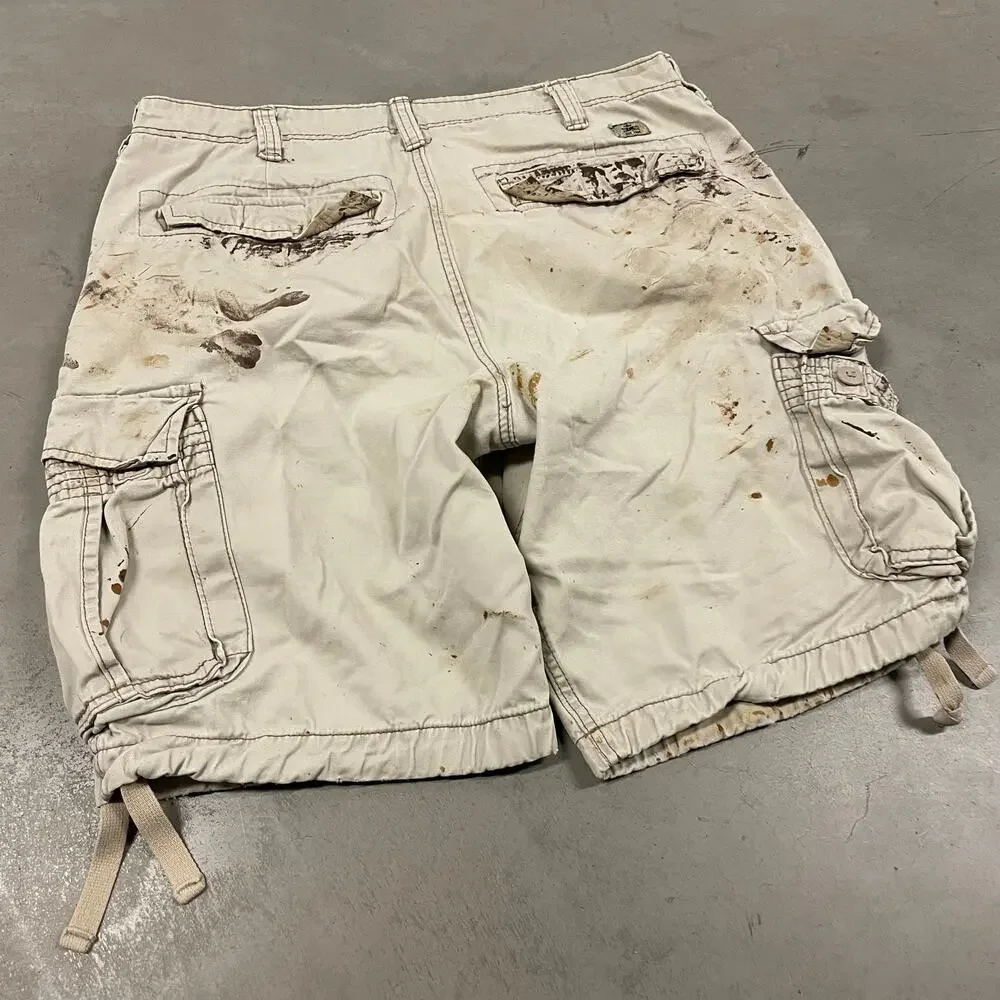 Y2K thrashed cargo board shorts 34